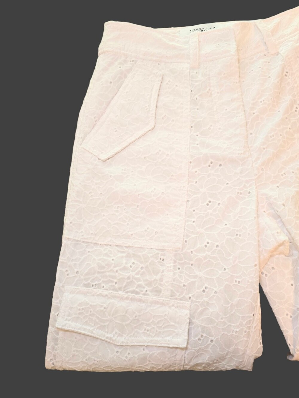 Derek Lam 10 Crosby Mila Floral Eyelet Utility Cropped Pants In White - Picture 5 of 10